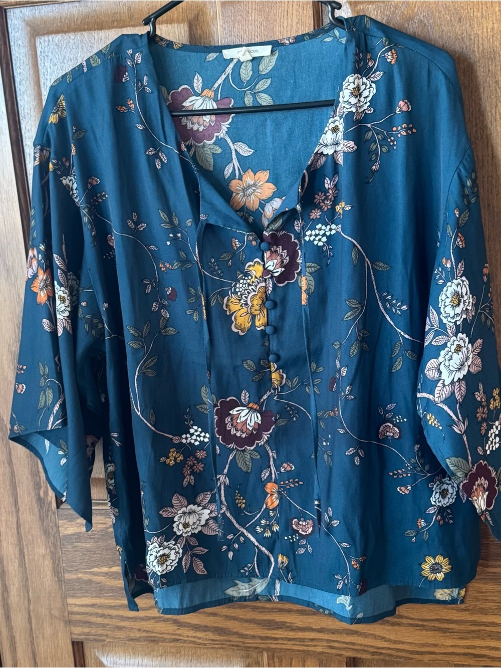 Maurices Teal Floral Button-Front Women’s Top